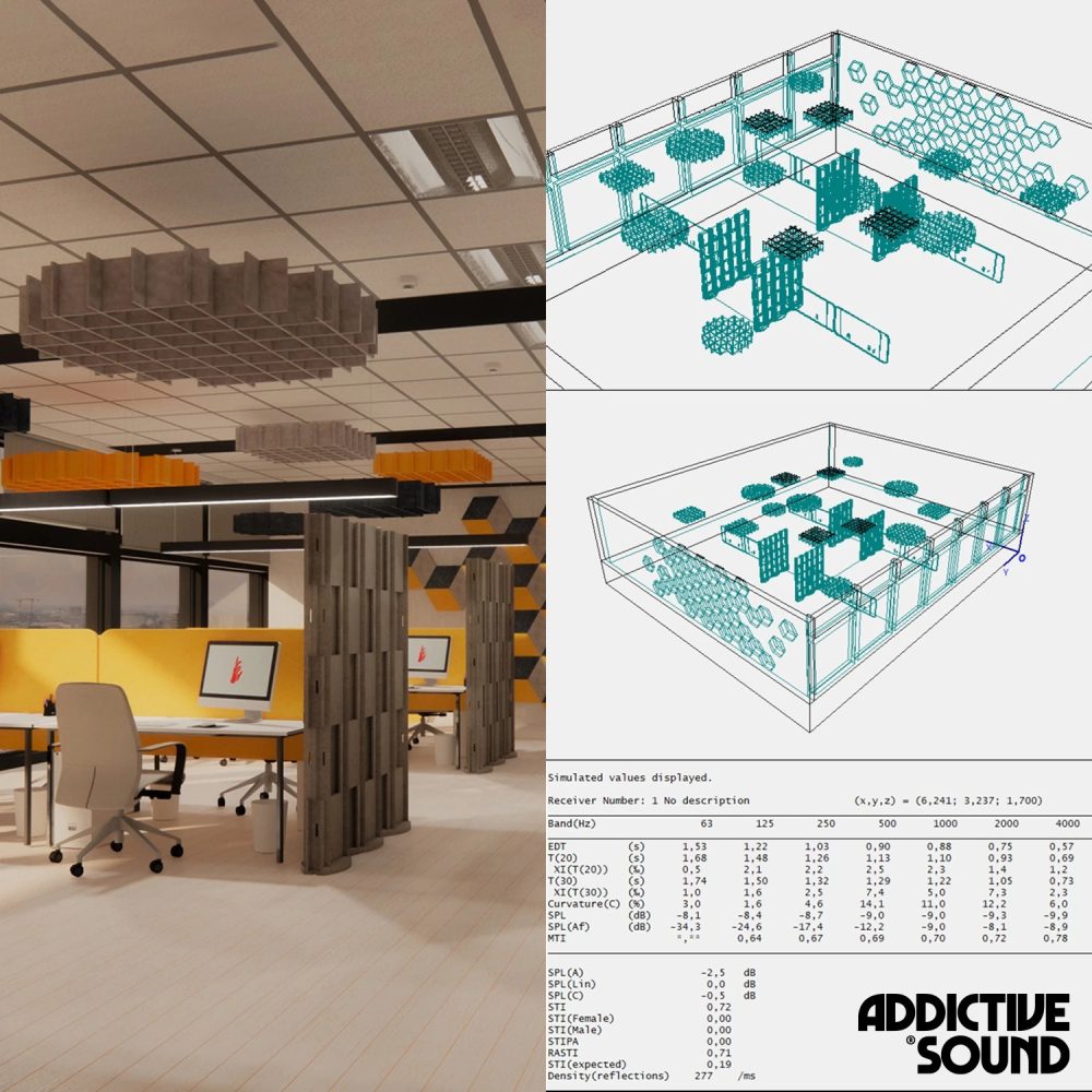 Acoustic design with 3D visualisation and acoustic simulation
